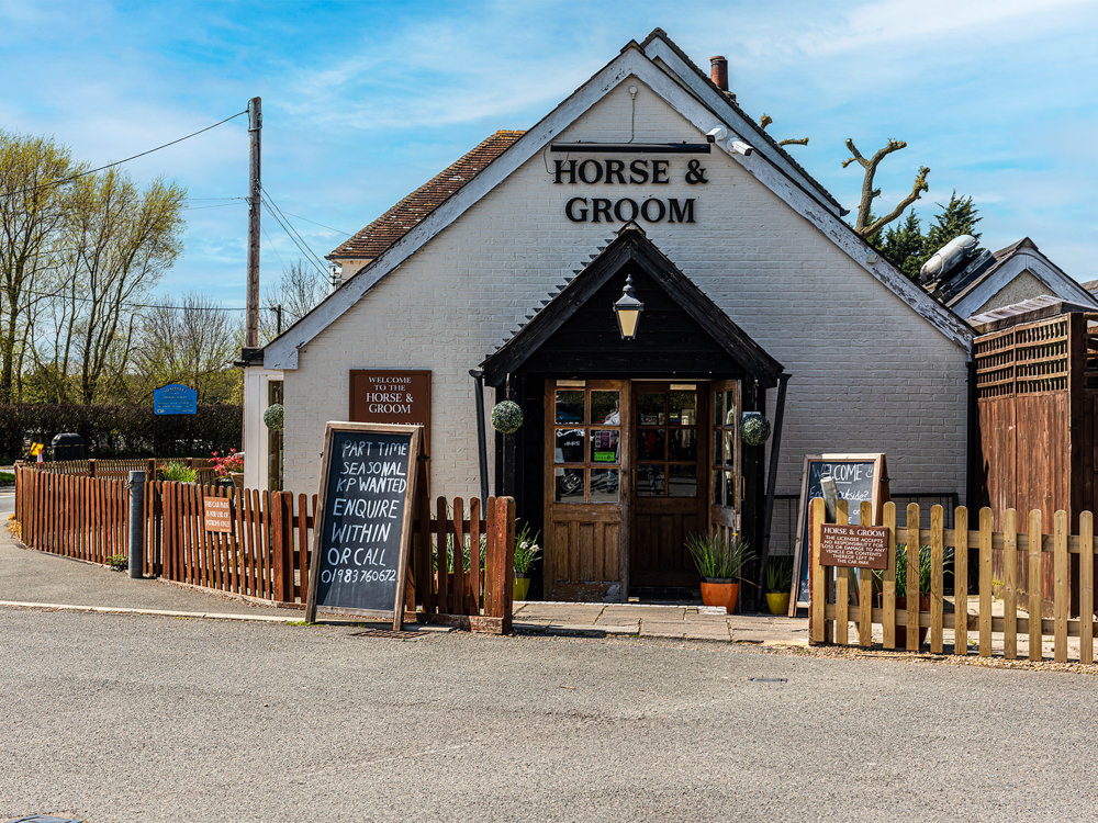 the main entrance to the horse and groom shot from ground level